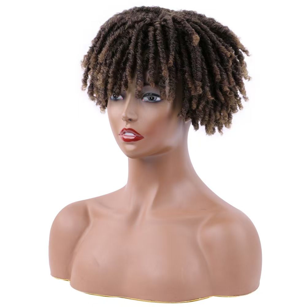6-inch-Unisex Synthetic Braided Hairpieces Designed for African People-Natural Afro Wigs- Natural Permeable Odorless Stable Easy to manage Simple Operation for Daily Use