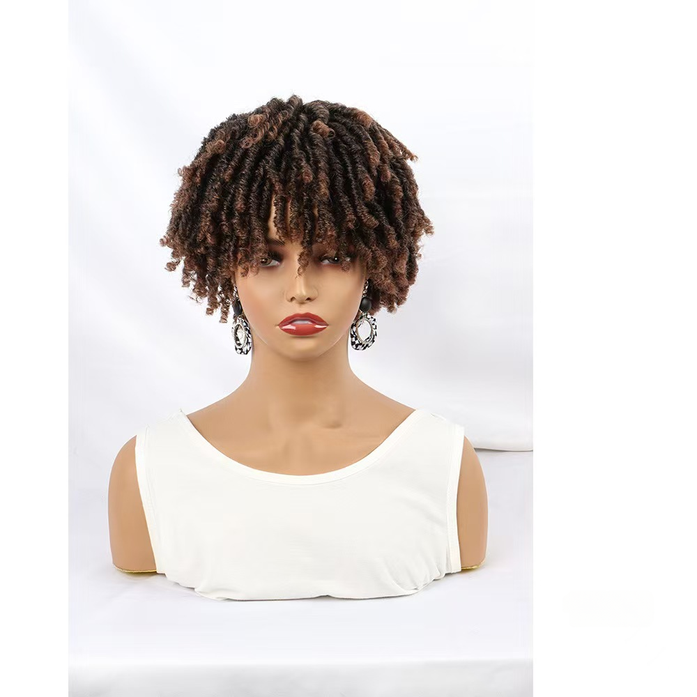 6-inch-Unisex Synthetic Braided Hairpieces Designed for African People-Natural Afro Wigs- Natural Permeable Odorless Stable Easy to manage Simple Operation for Daily Use