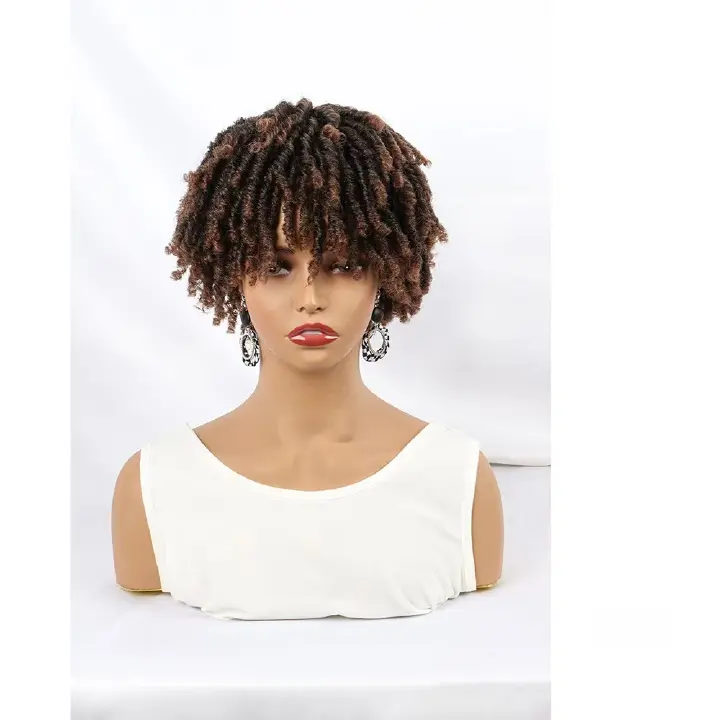 6-inch-Unisex Synthetic Braided Hairpieces Designed for African People-Natural Afro Wigs- Natural Permeable Odorless Stable Easy to manage Simple Operation for Daily Use