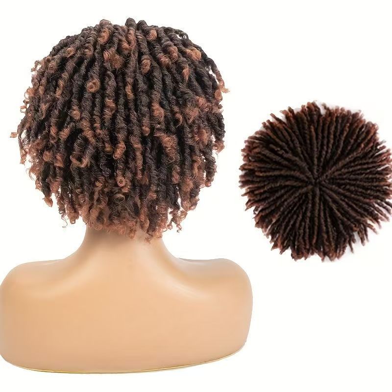 6-inch-Unisex Synthetic Braided Hairpieces Designed for African People-Natural Afro Wigs- Natural Permeable Odorless Stable Easy to manage Simple Operation for Daily Use