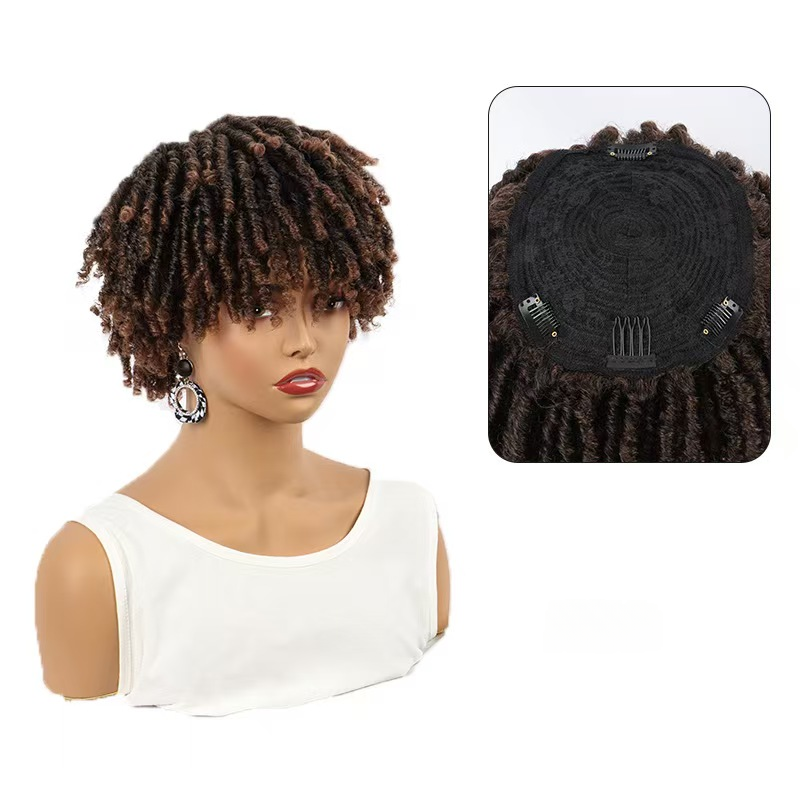6-inch-Unisex Synthetic Braided Hairpieces Designed for African People-Natural Afro Wigs- Natural Permeable Odorless Stable Easy to manage Simple Operation for Daily Use