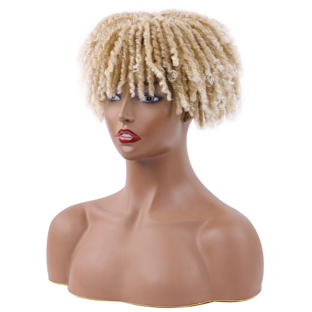 6-inch-Unisex Synthetic Braided Hairpieces Designed for African People-Natural Afro Wigs- Natural Permeable Odorless Stable Easy to manage Simple Operation for Daily Use【one free gift】