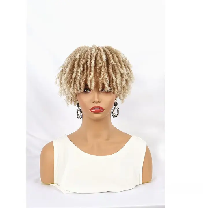 6-inch-Unisex Synthetic Braided Hairpieces Designed for African People-Natural Afro Wigs- Natural Permeable Odorless Stable Easy to manage Simple Operation for Daily Use【one free gift】