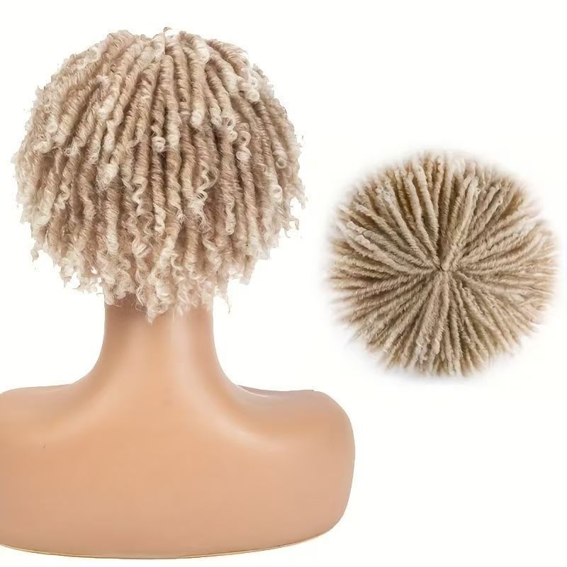 6-inch-Unisex Synthetic Braided Hairpieces Designed for African People-Natural Afro Wigs- Natural Permeable Odorless Stable Easy to manage Simple Operation for Daily Use【one free gift】