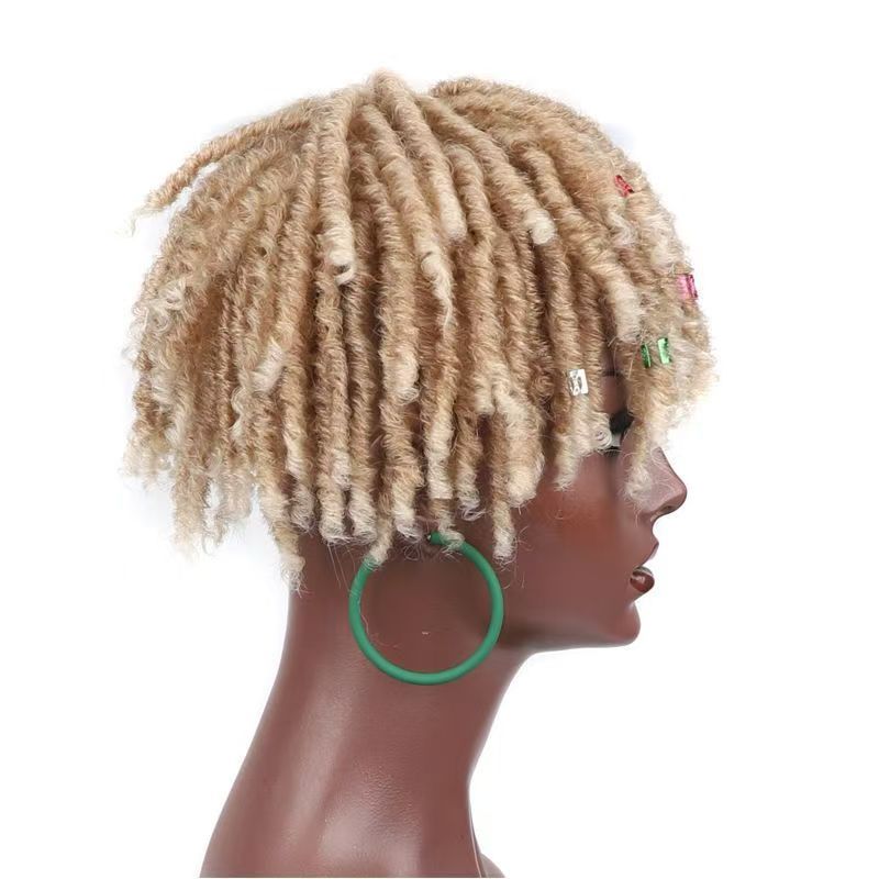 6-inch-Unisex Synthetic Braided Hairpieces Designed for African People-Natural Afro Wigs- Natural Permeable Odorless Stable Easy to manage Simple Operation for Daily Use【one free gift】