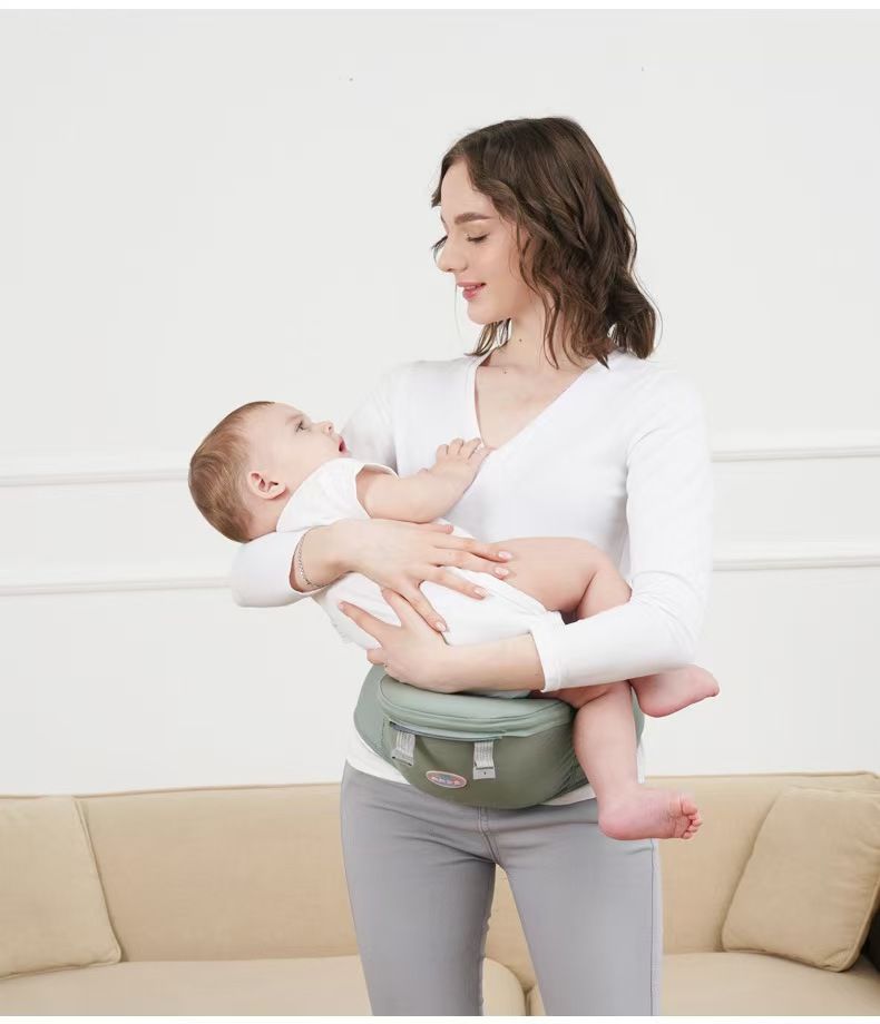 For 0-3 years old! Pure cotton lightweight baby carrier with stool – front-carry design for effortless holding, breathable and spine-protecting. Makes chores and travel with baby much easier!