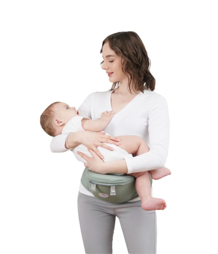 For 0-3 years old! Pure cotton lightweight baby carrier with stool – front-carry design for effortless holding, breathable and spine-protecting. Makes chores and travel with baby much easier!