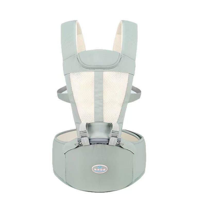 For 0-3 years old! Pure cotton lightweight baby carrier with stool – front-carry design for effortless holding, breathable and spine-protecting. Makes chores and travel with baby much easier!