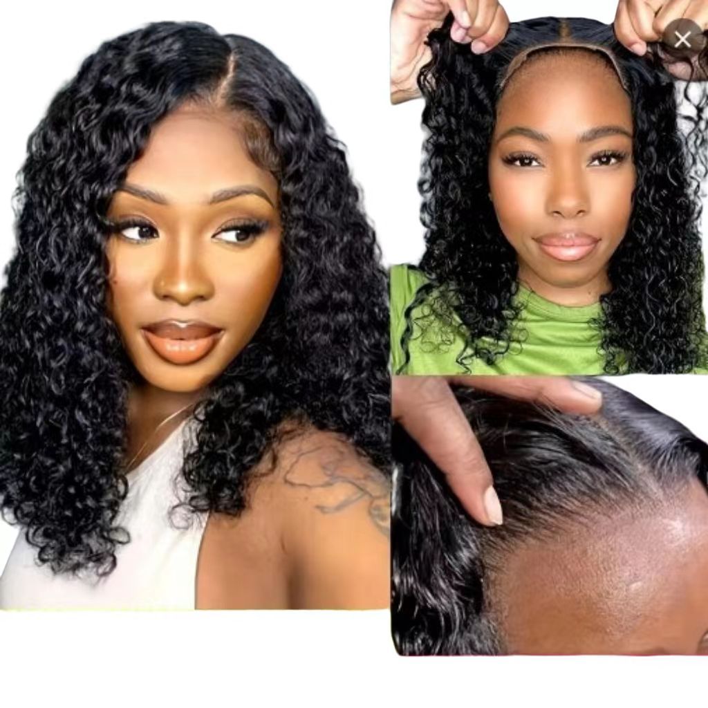 Human Hair Front Lace Bob: Handmade Double-Drawn Water Wave Fashion Wig Cap - Natural Permeable Odorless Stable Easy to manage Simple Operation for Daily Use