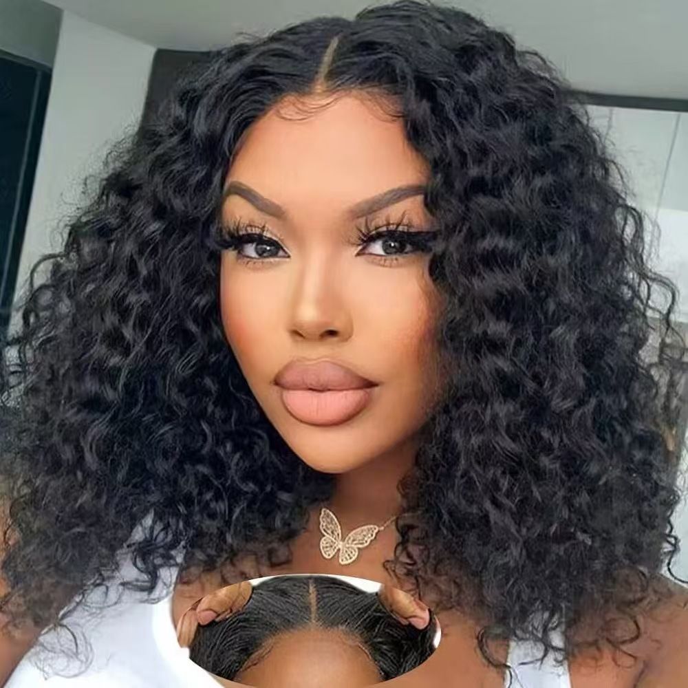 Human Hair Front Lace Bob: Handmade Double-Drawn Water Wave Fashion Wig Cap - Natural Permeable Odorless Stable Easy to manage Simple Operation for Daily Use