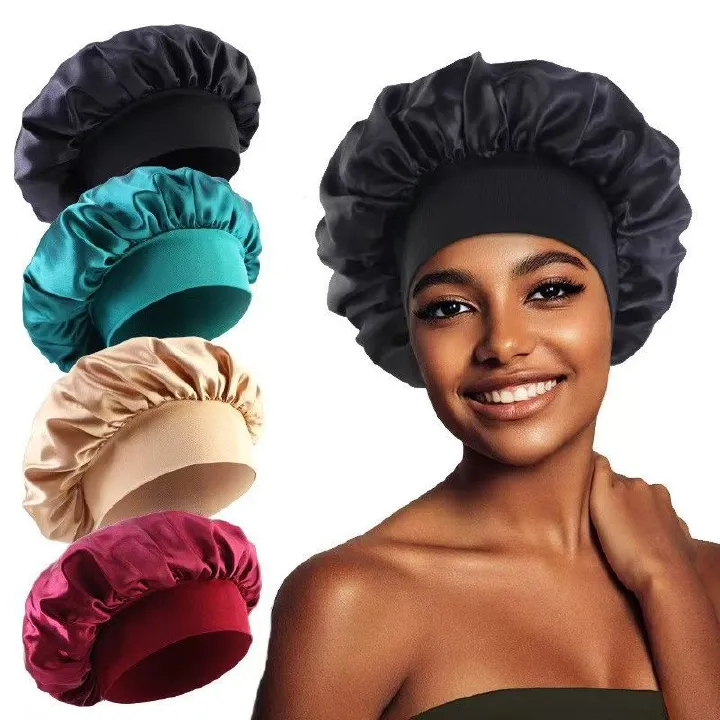 Satin Headscarf Sleeping Bonnet – Women's Long Hair Wrap Silk Cap | Fashion Head Scarf Accessory, Beauty Bath Cap | Night Sleep Cap (with Adjustable Head Cover Design), Ideal for Curly & Springy Hair,