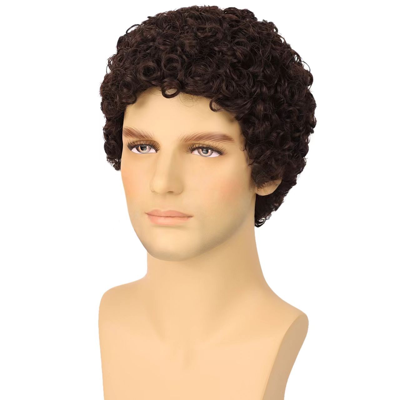 3-inch Men's African Short Curly Wig - Machine-made Synthetic Fiber Afro Men Wigs - natural, breathable, invisible, stable, odor-free, easy to operate, convenient for daily use
