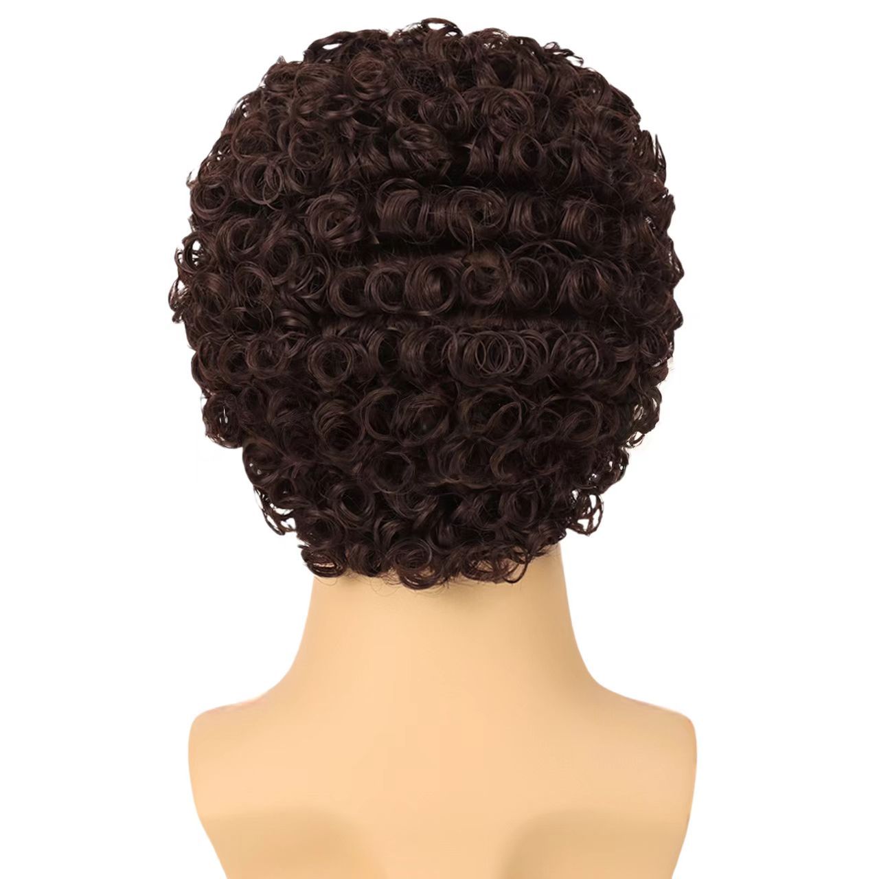 3-inch Men's African Short Curly Wig - Machine-made Synthetic Fiber Afro Men Wigs - natural, breathable, invisible, stable, odor-free, easy to operate, convenient for daily use