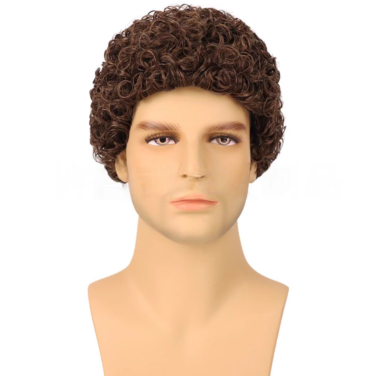 3-inch Men's African Short Curly Wig - Machine-made Synthetic Fiber Afro Men Wigs - natural, breathable, invisible, stable, odor-free, easy to operate, convenient for daily use