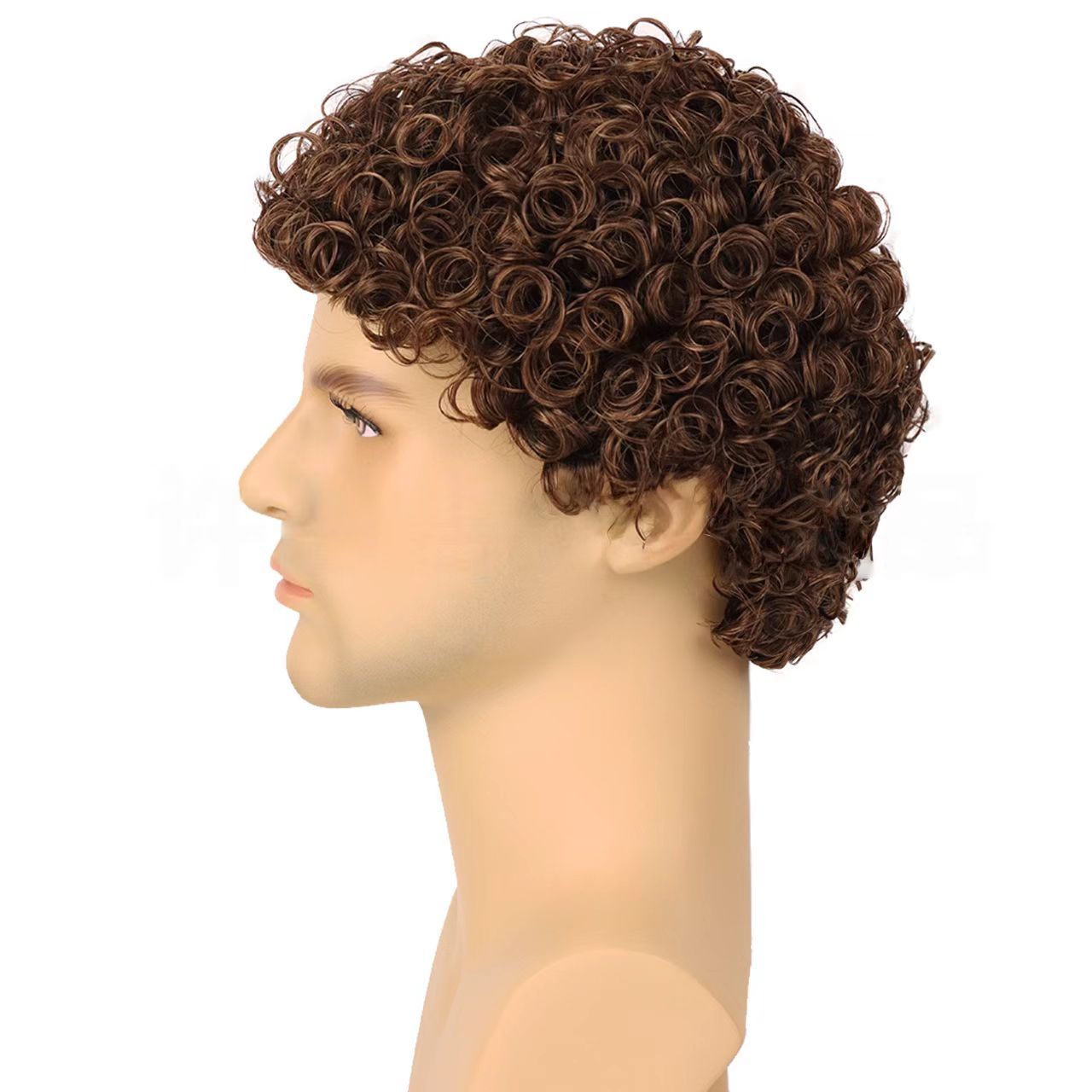 3-inch Men's African Short Curly Wig - Machine-made Synthetic Fiber Afro Men Wigs - natural, breathable, invisible, stable, odor-free, easy to operate, convenient for daily use