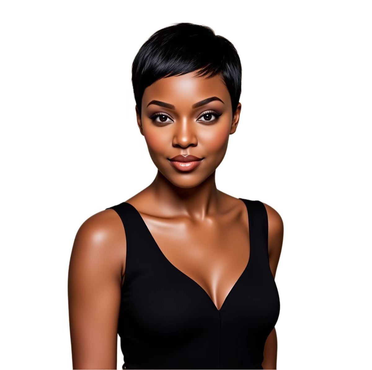 5-inchTemperament Goddess Style: Slanted Bangs Ear-Length Short Curly Hair Rose Net Wig Cap- Natural Permeable Odorless Stable Easy to manage Simple Operation for Daily Use