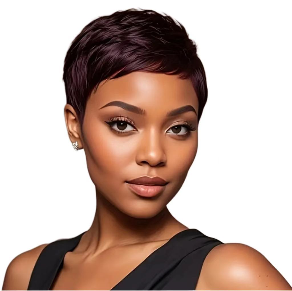 5-inchTemperament Goddess Style: Slanted Bangs Ear-Length Short Curly Hair Rose Net Wig Cap- Natural Permeable Odorless Stable Easy to manage Simple Operation for Daily Use
