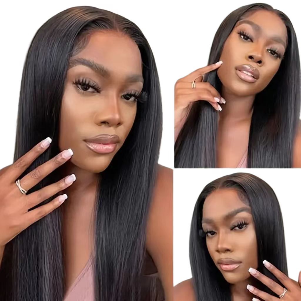 28-inch Elegant Goddess Style Black Straight Long Wig - 4*1 Front Lace Full Wig, Heat-resistant & Dyeable, Versatile Styling (Braiding Friendly) - Natural Permeable Odorless Stable Easy to manage