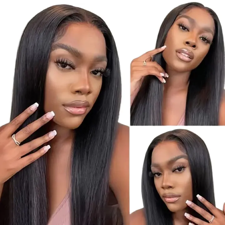 28-inch Elegant Goddess Style Black Straight Long Wig - 4*1 Front Lace Full Wig, Heat-resistant & Dyeable, Versatile Styling (Braiding Friendly) - Natural Permeable Odorless Stable Easy to manage