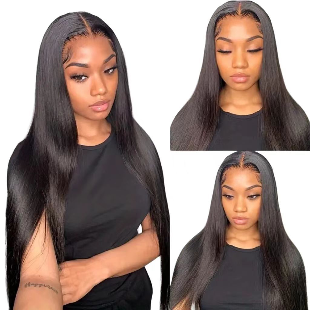 28-inch Elegant Goddess Style Black Straight Long Wig - 4*1 Front Lace Full Wig, Heat-resistant & Dyeable, Versatile Styling (Braiding Friendly) - Natural Permeable Odorless Stable Easy to manage