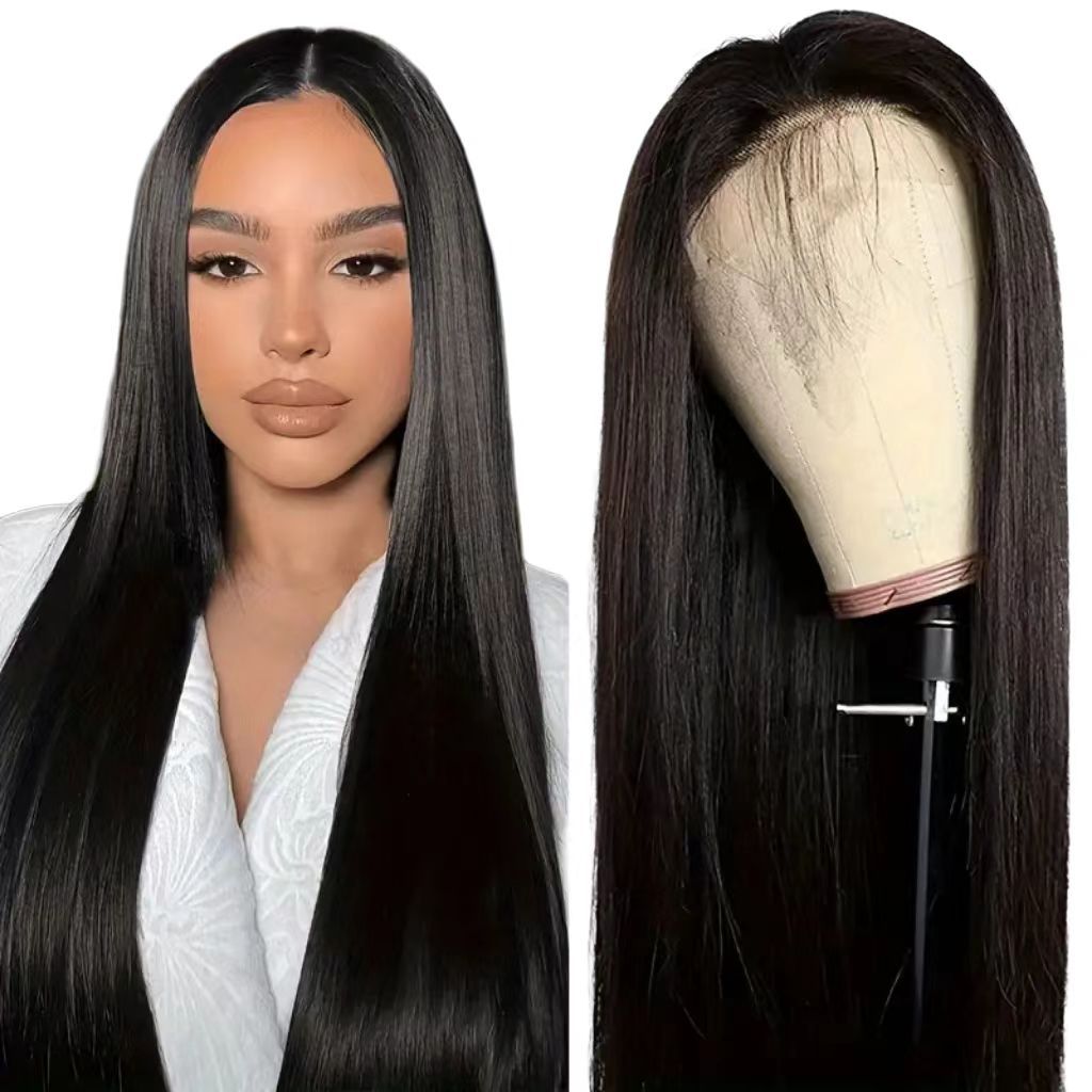 28-inch Elegant Goddess Style Black Straight Long Wig - 4*1 Front Lace Full Wig, Heat-resistant & Dyeable, Versatile Styling (Braiding Friendly) - Natural Permeable Odorless Stable Easy to manage