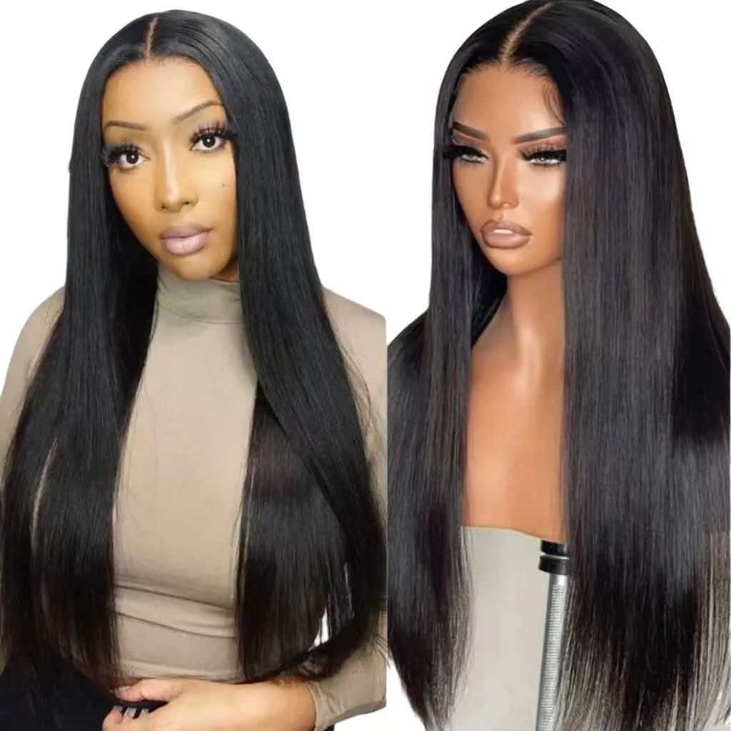28-inch Elegant Goddess Style Black Straight Long Wig - 4*1 Front Lace Full Wig, Heat-resistant & Dyeable, Versatile Styling (Braiding Friendly) - Natural Permeable Odorless Stable Easy to manage