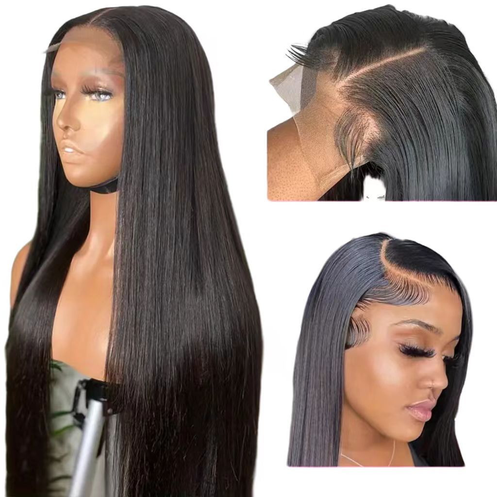 28-inch Elegant Goddess Style Black Straight Long Wig - 4*1 Front Lace Full Wig, Heat-resistant & Dyeable, Versatile Styling (Braiding Friendly) - Natural Permeable Odorless Stable Easy to manage