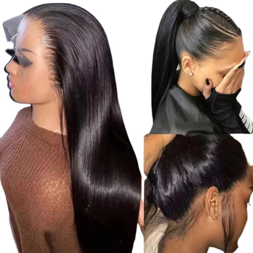 28-inch Elegant Goddess Style Black Straight Long Wig - 4*1 Front Lace Full Wig, Heat-resistant & Dyeable, Versatile Styling (Braiding Friendly) - Natural Permeable Odorless Stable Easy to manage