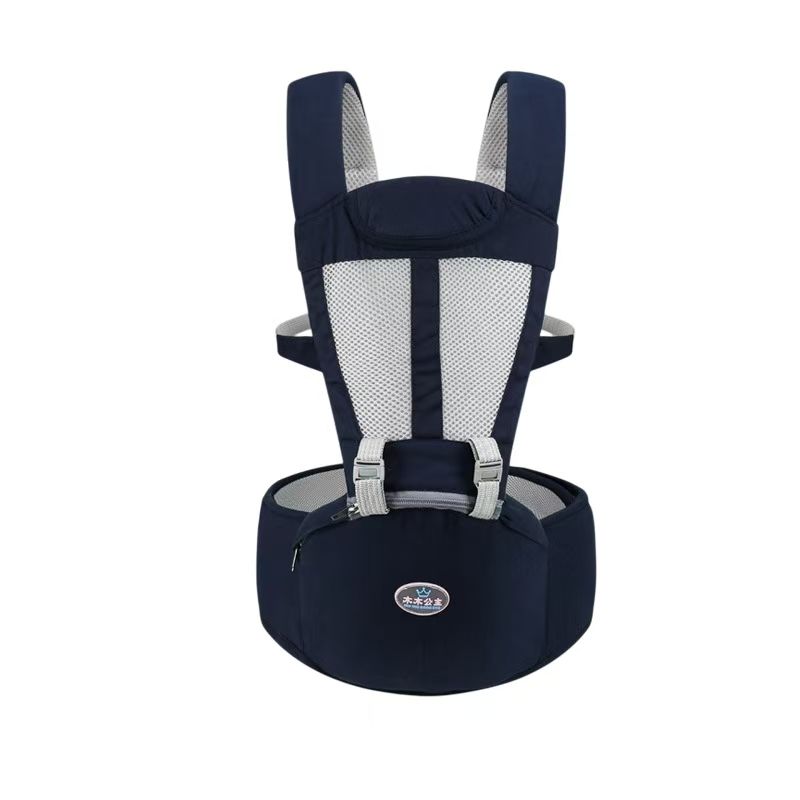 For 0-3 years old! Pure cotton lightweight baby carrier with stool – front-carry design for effortless holding, breathable and spine-protecting. Makes chores and travel with baby much easier!