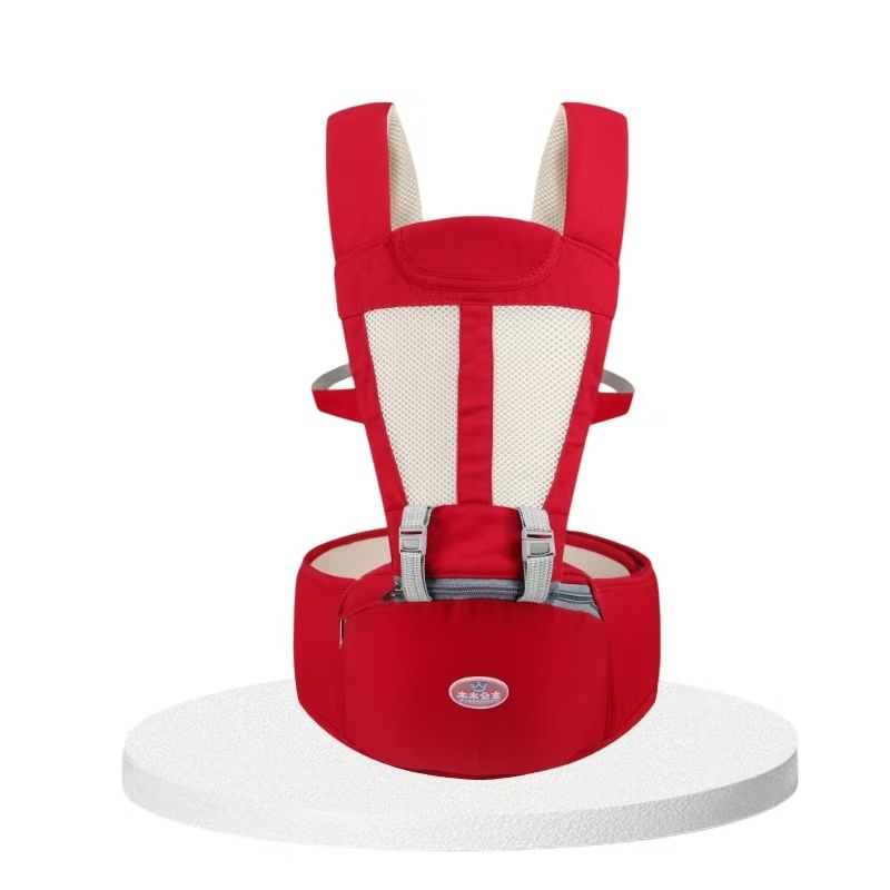 For 0-3 years old! Pure cotton lightweight baby carrier with stool – front-carry design for effortless holding, breathable and spine-protecting. Makes chores and travel with baby much easier!