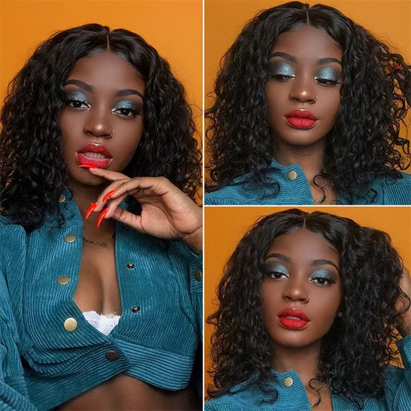 Frontal Lace Short Wig Tight Curly Voluminous Full Cap Exclusively Designed for African Women- Natural Permeable Odorless Stable Easy to manage Simple Operation for Daily Use