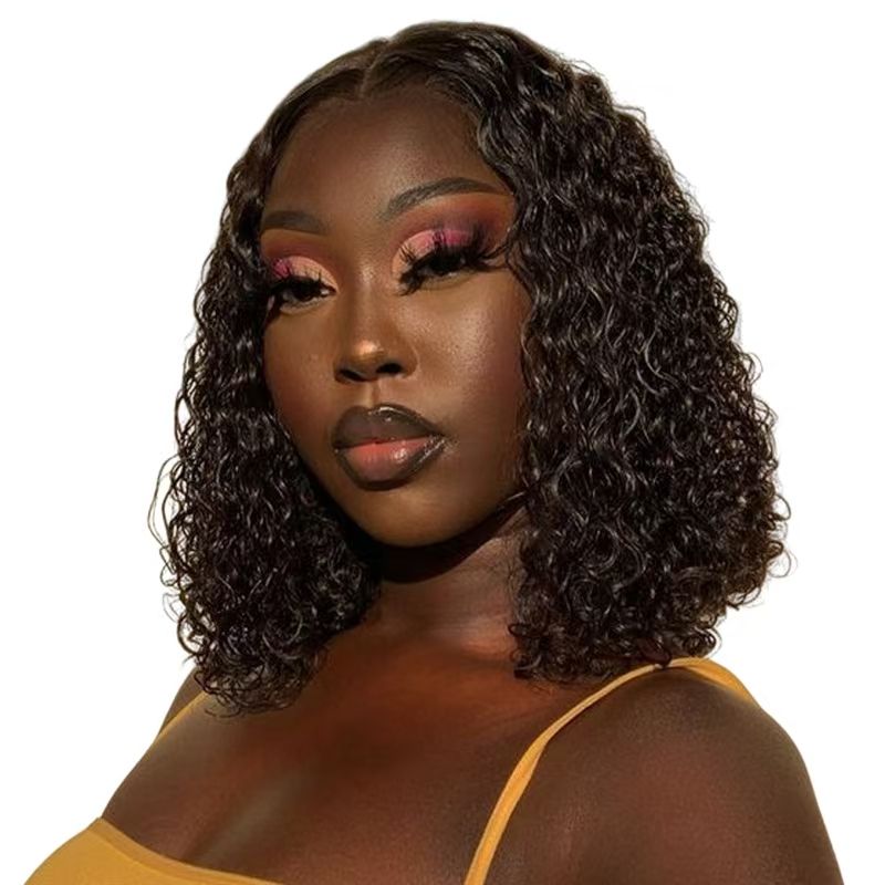 Frontal Lace Short Wig Tight Curly Voluminous Full Cap Exclusively Designed for African Women- Natural Permeable Odorless Stable Easy to manage Simple Operation for Daily Use