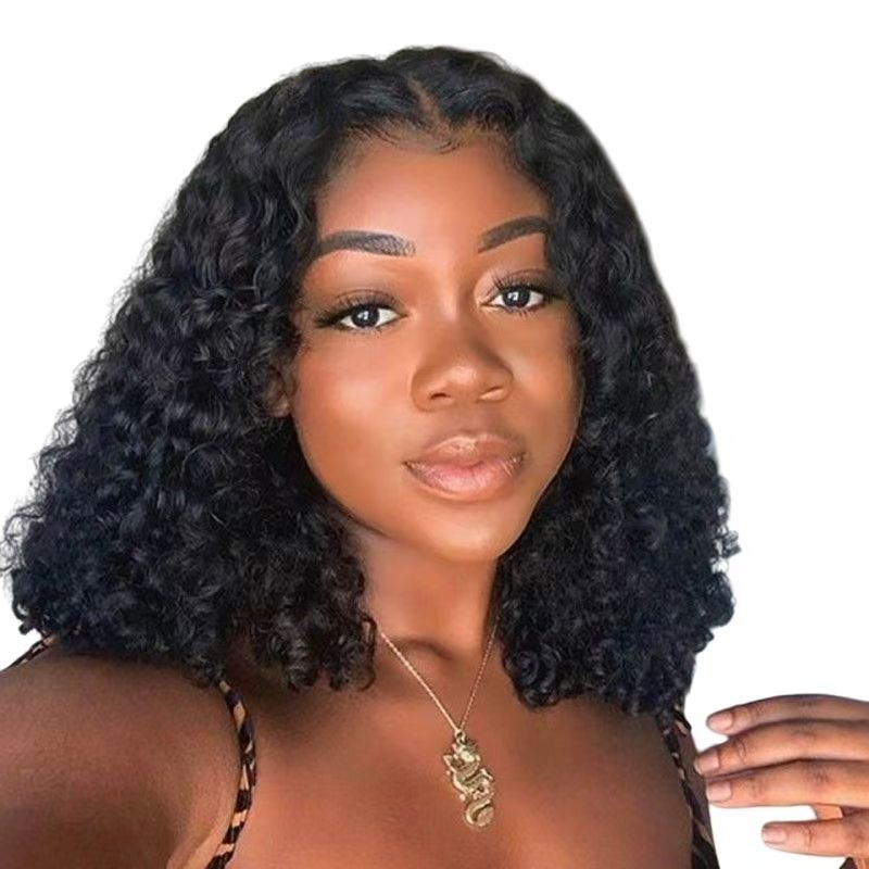 Frontal Lace Short Wig Tight Curly Voluminous Full Cap Exclusively Designed for African Women- Natural Permeable Odorless Stable Easy to manage Simple Operation for Daily Use