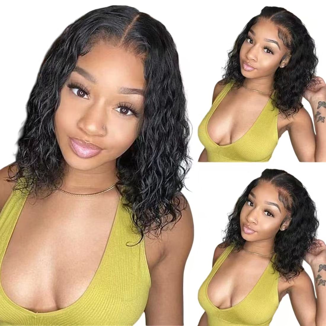 Frontal Lace Short Wig Tight Curly Voluminous Full Cap Exclusively Designed for African Women- Natural Permeable Odorless Stable Easy to manage Simple Operation for Daily Use
