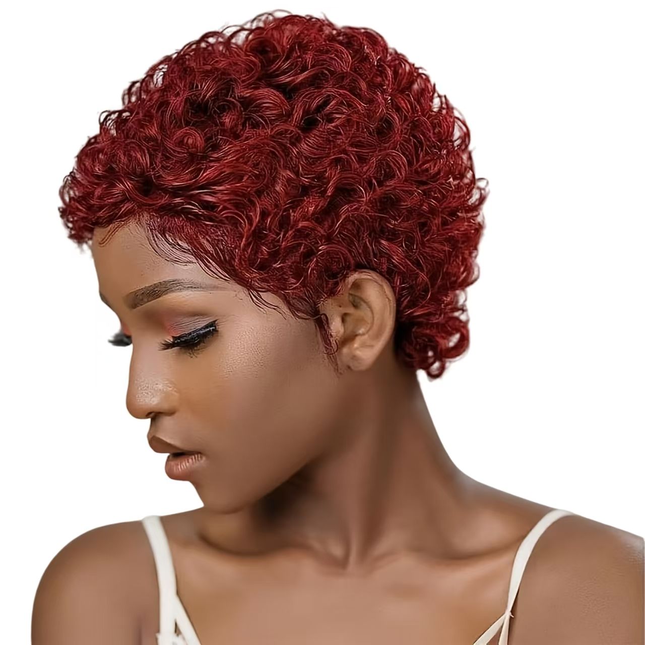Custom-tailored 100% Human Hair Pixie Wig: Afro Kinky Curly Short for African Women- Natural Permeable Odorless Stable Easy to manage Simple Operation for Daily Use