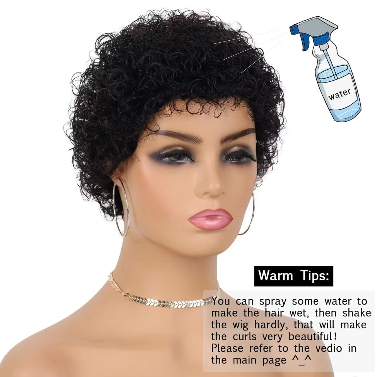 Custom-tailored 100% Human Hair Pixie Wig: Afro Kinky Curly Short for African Women- Natural Permeable Odorless Stable Easy to manage Simple Operation for Daily Use