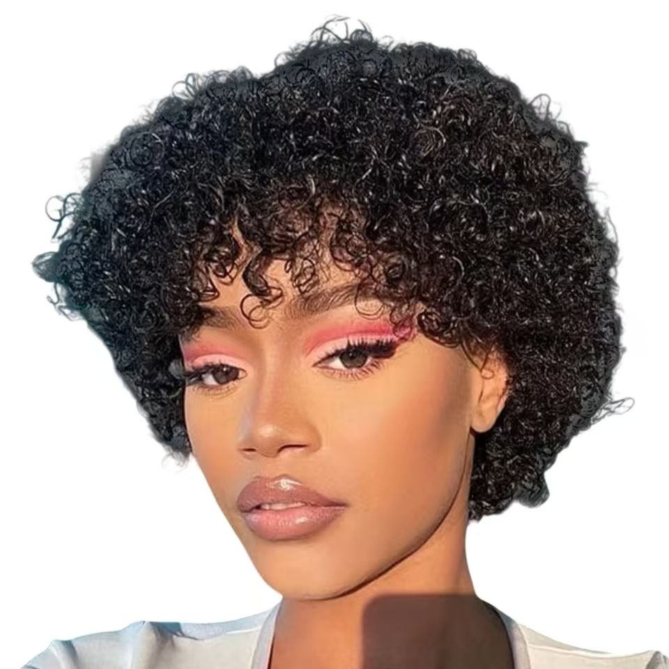 6-inch 100% Human Hair Short Afro Curly Wig, Tailor-Made for African Women- Natural Permeable Odorless Stable Easy to manage Simple Operation for Daily Use