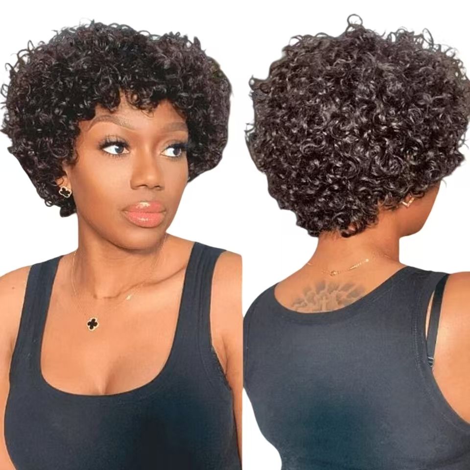 6-inch 100% Human Hair Short Afro Curly Wig, Tailor-Made for African Women- Natural Permeable Odorless Stable Easy to manage Simple Operation for Daily Use