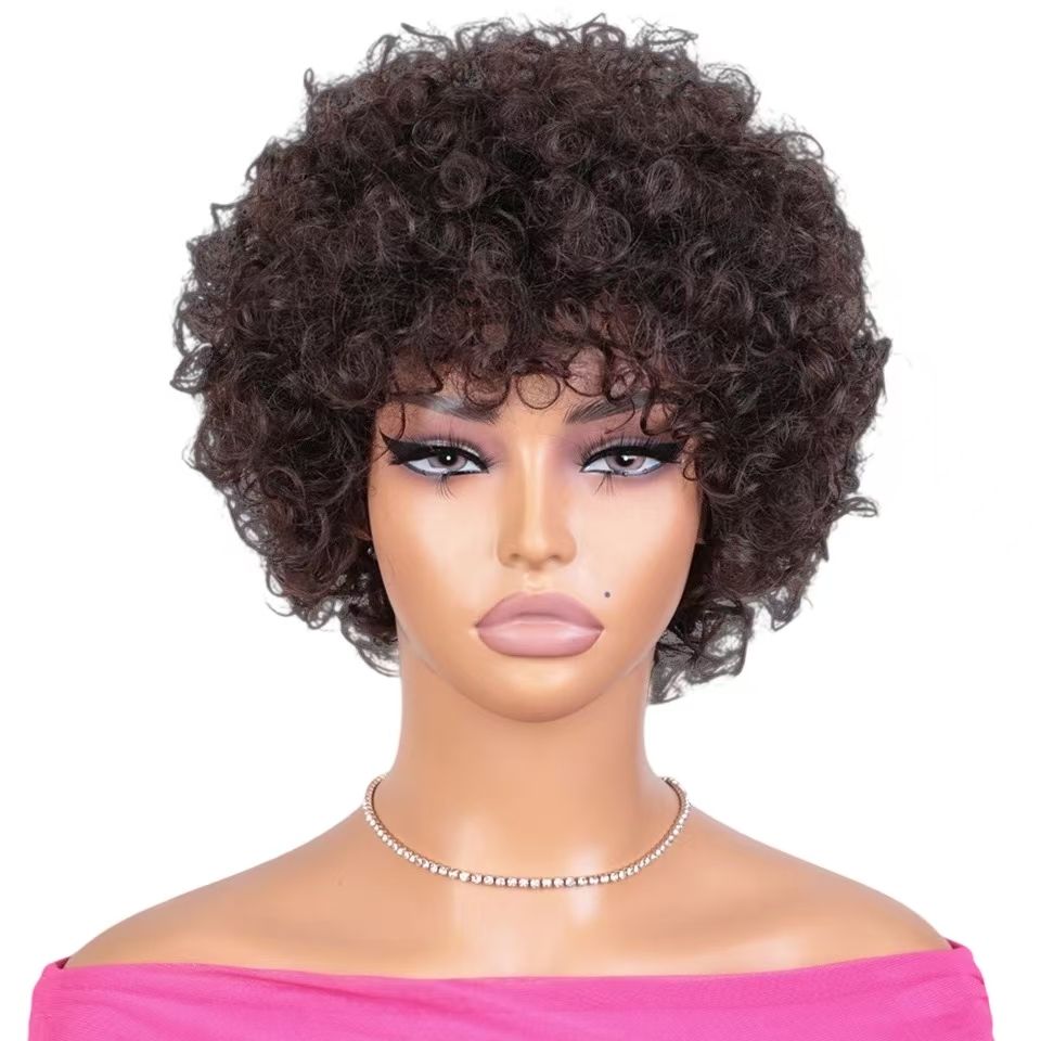 6-inch 100% Human Hair Short Afro Curly Wig, Tailor-Made for African Women- Natural Permeable Odorless Stable Easy to manage Simple Operation for Daily Use