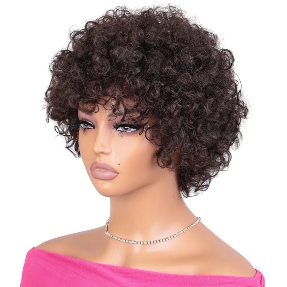6-inch 100% Human Hair Short Afro Curly Wig, Tailor-Made for African Women- Natural Permeable Odorless Stable Easy to manage Simple Operation for Daily Use
