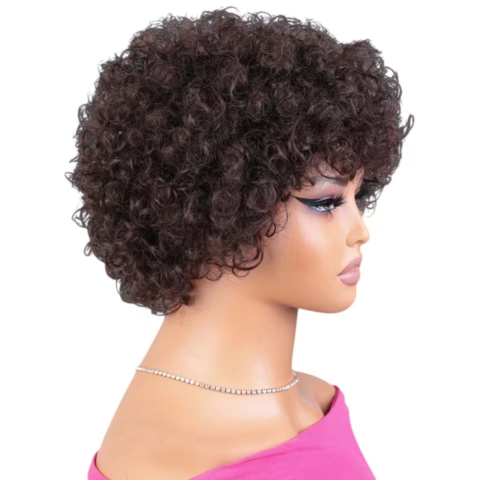 6-inch 100% Human Hair Short Afro Curly Wig, Tailor-Made for African Women- Natural Permeable Odorless Stable Easy to manage Simple Operation for Daily Use