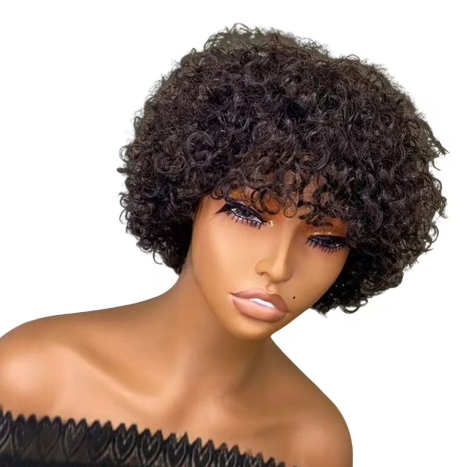 6-inch 100% Human Hair Short Afro Curly Wig, Tailor-Made for African Women- Natural Permeable Odorless Stable Easy to manage Simple Operation for Daily Use