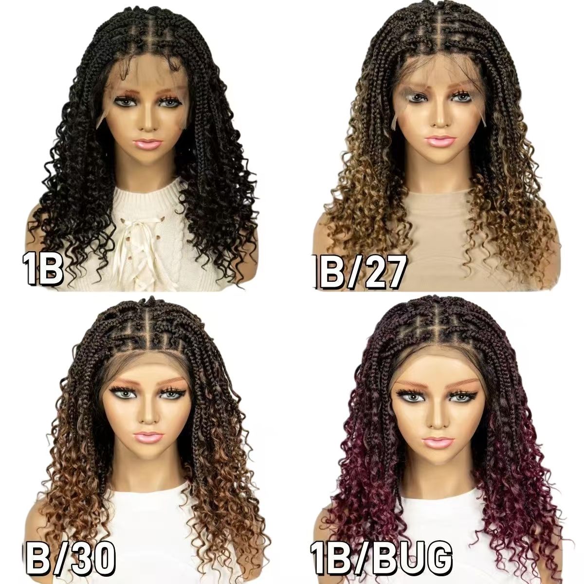 16-Inch Hand-Knitted Lace Three-Strand Braid Long Wavy Wig Cap (Natural & Breathable, Hand-Crocheted, Long-Lasting Style, Natural Invisibility, Fashionable Trend)