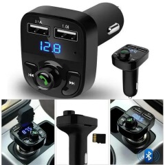X8 Super Fast Dual Car 3.1A Charger Wireless FM Radio And Bluetooth Car Modulator Adapter
