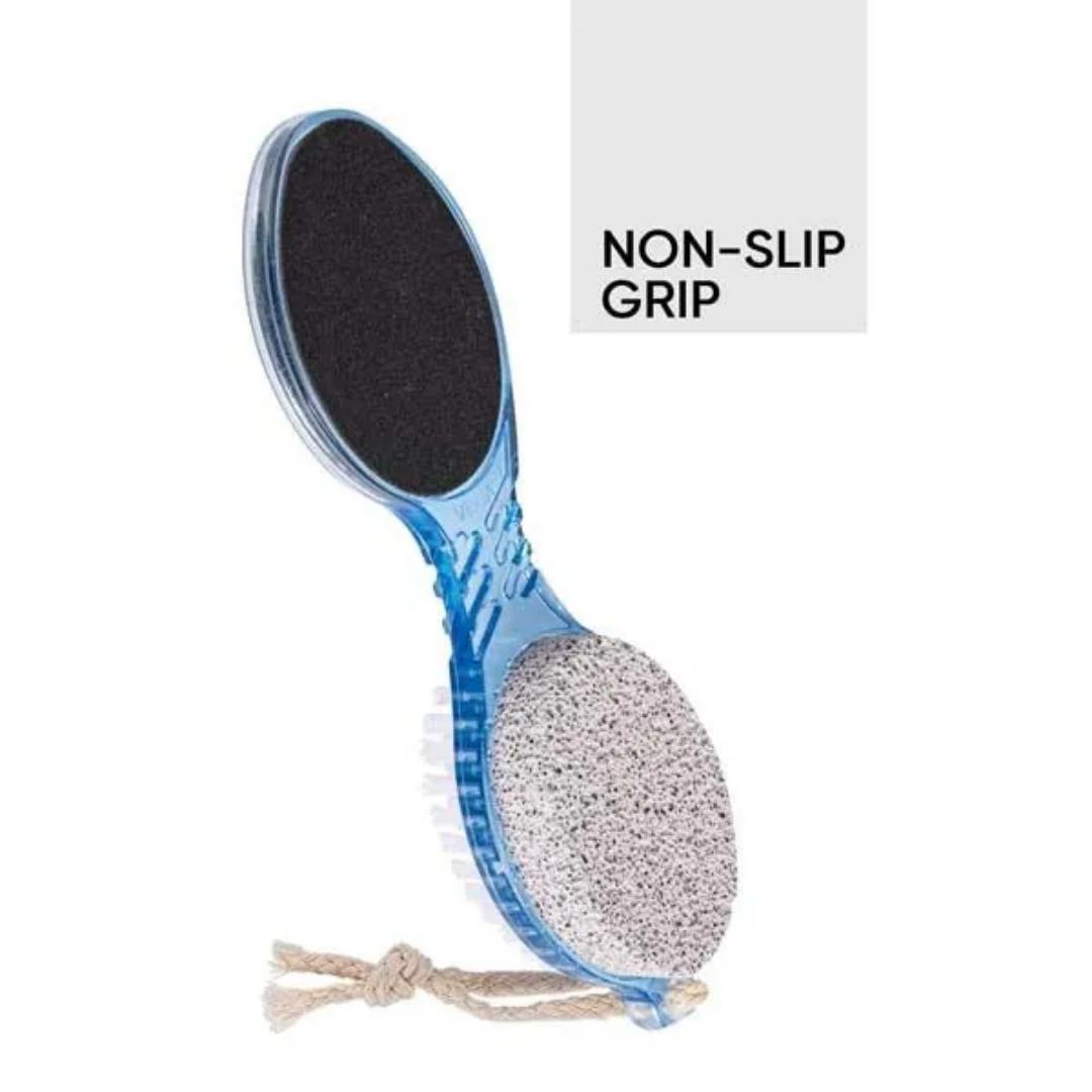 4-in-1 Foot Scrubber Brush – Pumice, File, Brush & Cleaner for Cracked Heels & Dead Skin Remover( home and saloon spa)