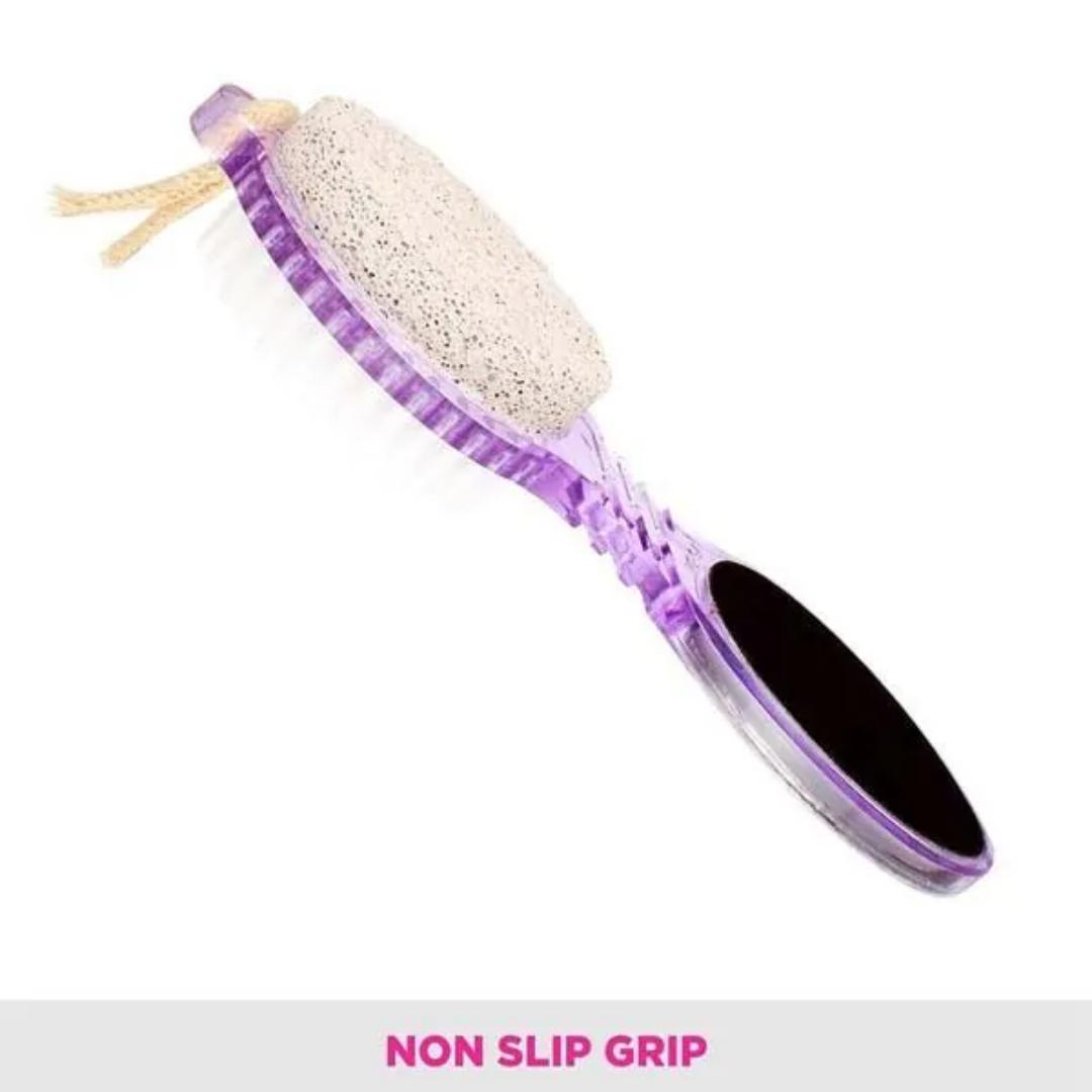 4-in-1 Foot Scrubber Brush – Pumice, File, Brush & Cleaner for Cracked Heels & Dead Skin Remover( home and saloon spa)