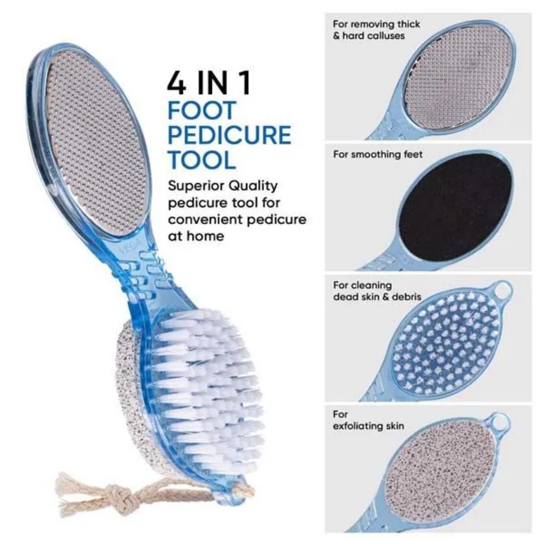 4-in-1 Foot Scrubber Brush – Pumice, File, Brush & Cleaner for Cracked Heels & Dead Skin Remover( home and saloon spa)