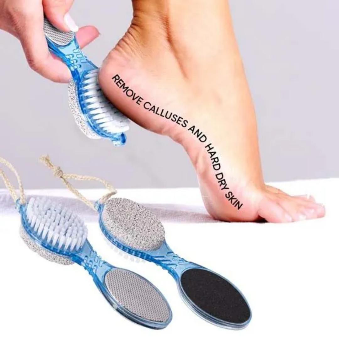 4-in-1 Foot Scrubber Brush – Pumice, File, Brush & Cleaner for Cracked Heels & Dead Skin Remover( home and saloon spa)