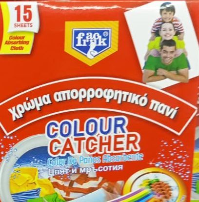 Frac Fruk Colour Catcher 15 sheets-Catcher sheets protects your laundry and saves you time and money by allowing mixed washes,without risking colour runs,sheets acts like a magnet and traps loose dye.
