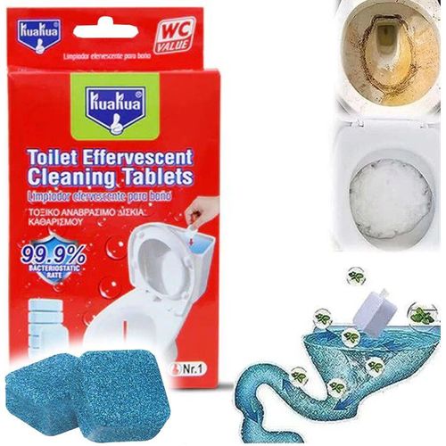 KUAKUA 8pcs Toilet Cleaning Effervescent Tablets (8 pcs x15g) Automatic Toilet Bowl Cleaner - Odor, Dirt, Fragrant Household odour removal and with 99.9% bacterialstatic rate.